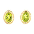 14K Yellow Gold Peridot Oval Stud Earrings