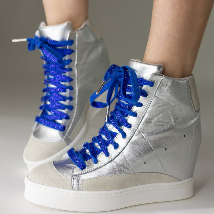 Blue Flash Crystal Logo Laces