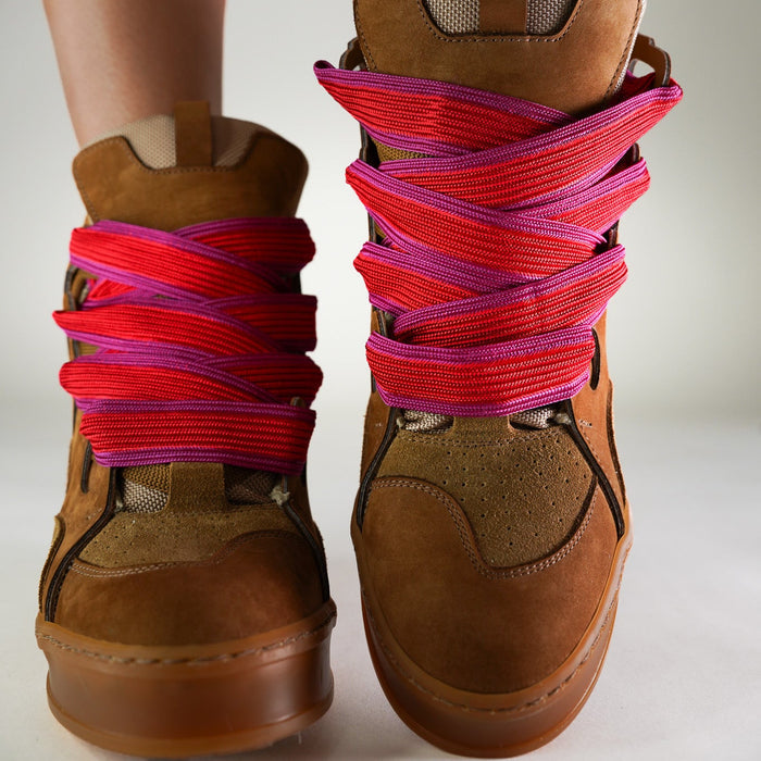 Courageous Fuchsia Striped Sports Laces
