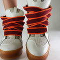 Courageous Maroon and Orange Striped Sports Laces