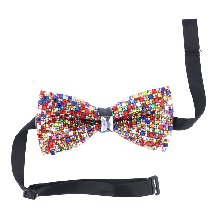 Crystal & Black Stone Diamond-Pattern Pre-Tied Bow Tie 893329
