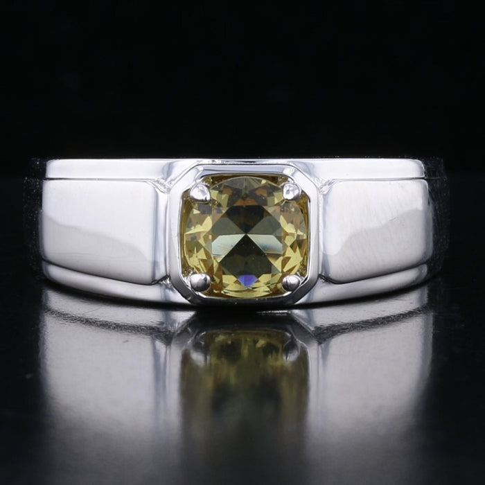 Cushion-Cut VooDooStone Sterling Silver Wide-Band Ring 894603