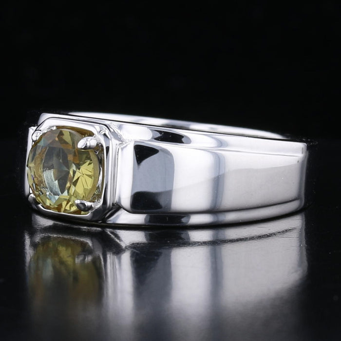 Cushion-Cut VooDooStone Sterling Silver Wide-Band Ring 894603