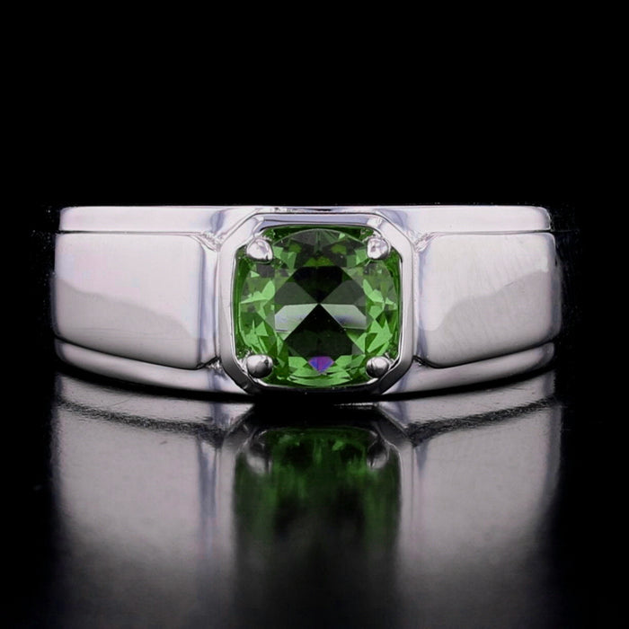Cushion-Cut VooDooStone Sterling Silver Wide-Band Ring 894603