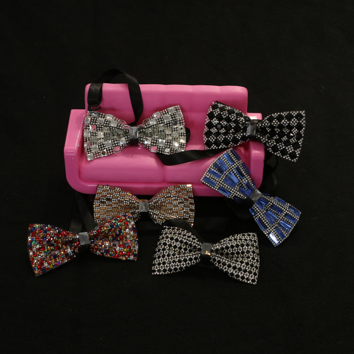 Dazzling Rose Gold and Silver Glam Crystal Bow Tie