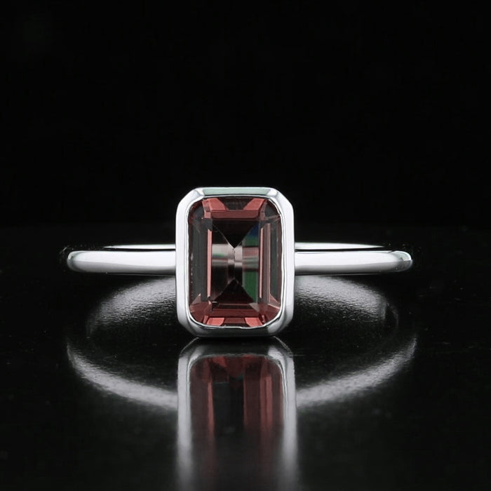Emerald-Cut Bezel-Set VooDooStone™ Sterling Silver Ring