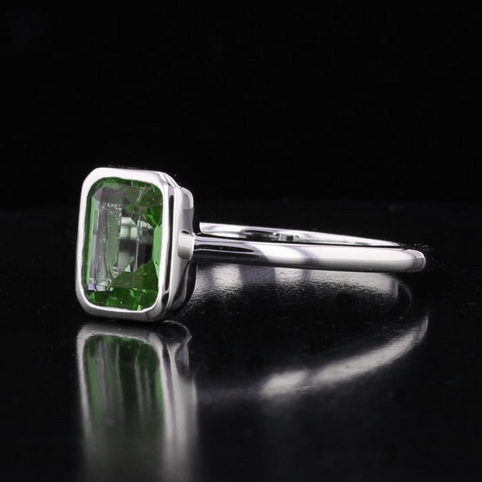Emerald-Cut Bezel-Set VooDooStone™ Sterling Silver Ring