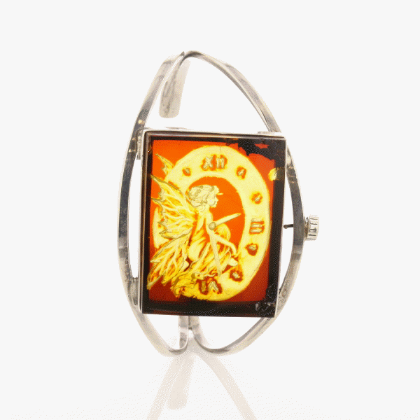 Fairy Carved Amber Cuff - David's Antiques & Jewelry