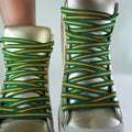 Green and Gold Striped Sports Laces