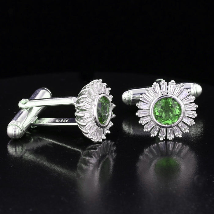Handcrafted Sterling Silver Sunburst Cufflinks Featuring VooDooStone - David's Antiques & Jewelry