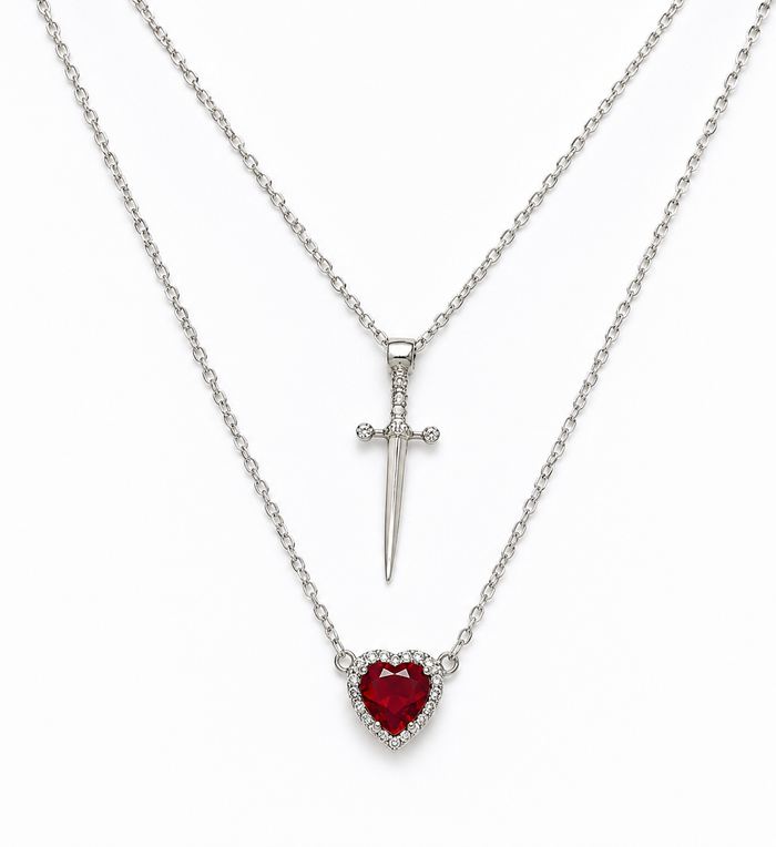 Heart and Sword couple necklace ♥️🗡️