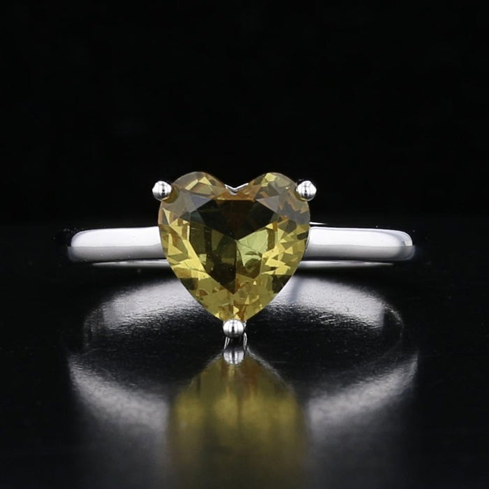 Heart-Cut VooDooStone™ Sterling Silver Solitaire Ring