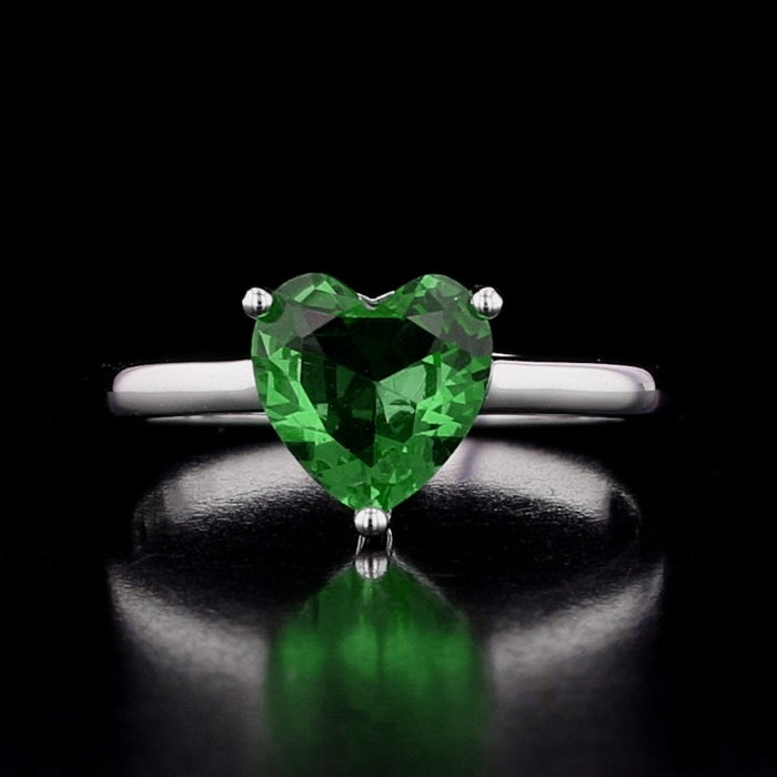Heart-Cut VooDooStone™ Sterling Silver Solitaire Ring