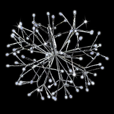 Holiday Bright Lights 16" Pure White Twinkle 96L Shimmering Sphere in Silver