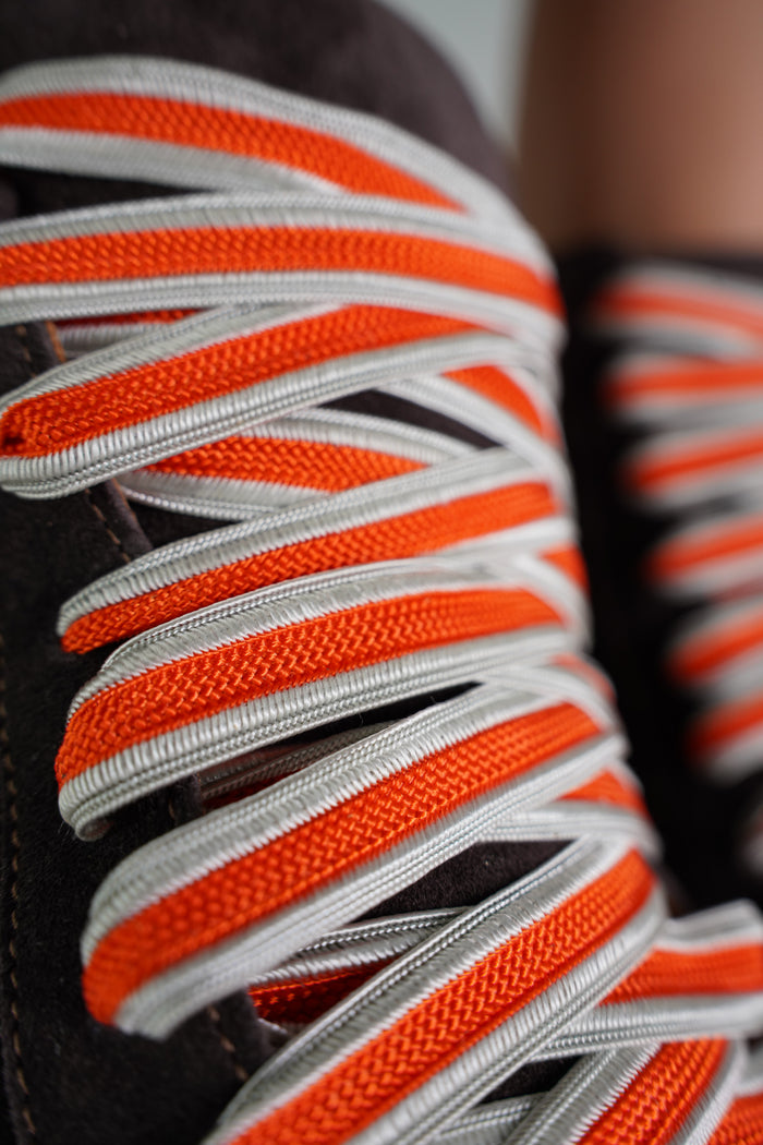 Orange and Silver Striped Sports Laces
