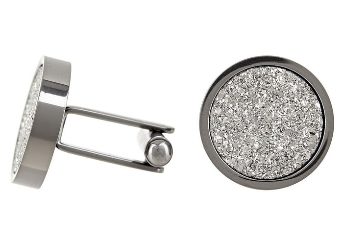 Silver Drusy Quartz Cufflinks - David's Antiques & Jewelry