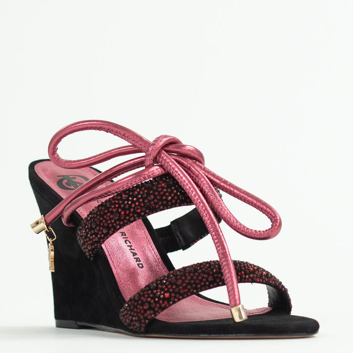 Sophia Black/Cherry Multi Wedge Sandal