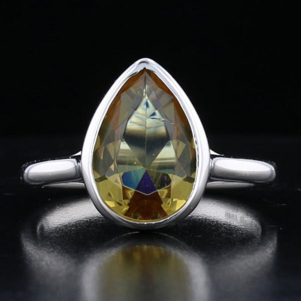Sterling Silver Bezel VooDooStone Pear Shape Ring - David's Antiques & Jewelry
