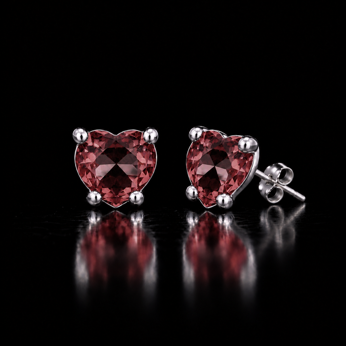 Sterling Silver VooDooStone™ Heart-Cut Stud Earrings 894788
