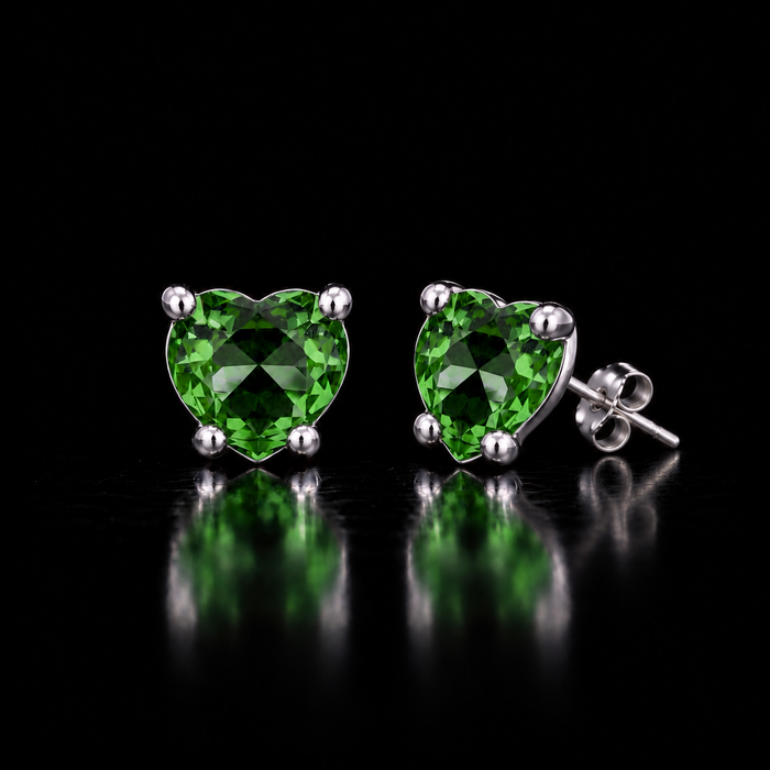 Sterling Silver VooDooStone™ Heart-Cut Stud Earrings 894788