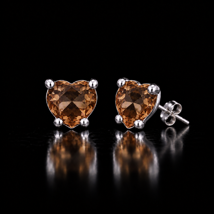 Sterling Silver VooDooStone™ Heart-Cut Stud Earrings 894788