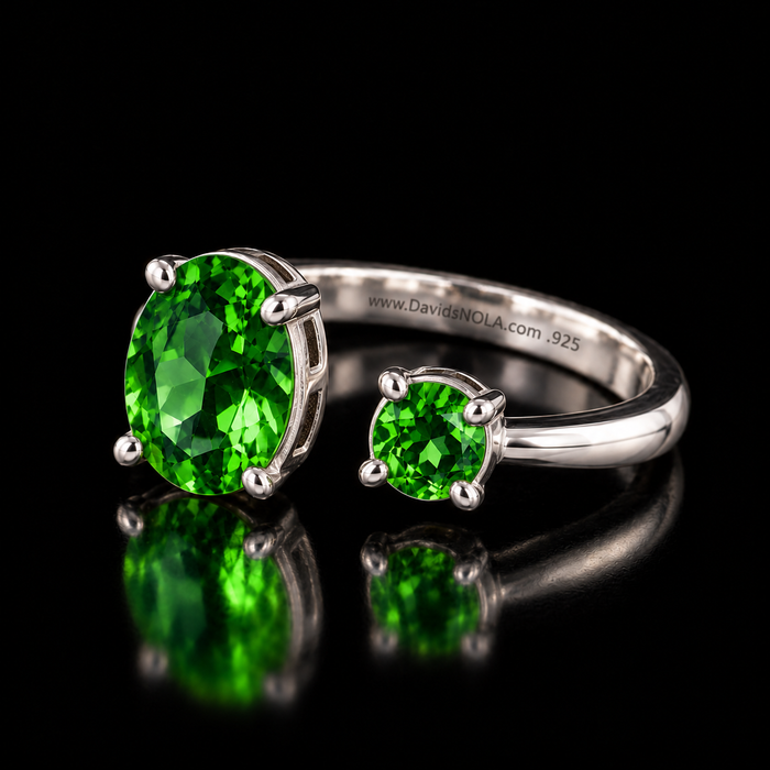 Sterling Silver VooDooStone™ Oval & Round Open Gap Ring – Size 7 894780