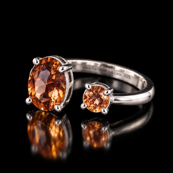 Sterling Silver VooDooStone™ Oval & Round Open Gap Ring – Size 7 894780