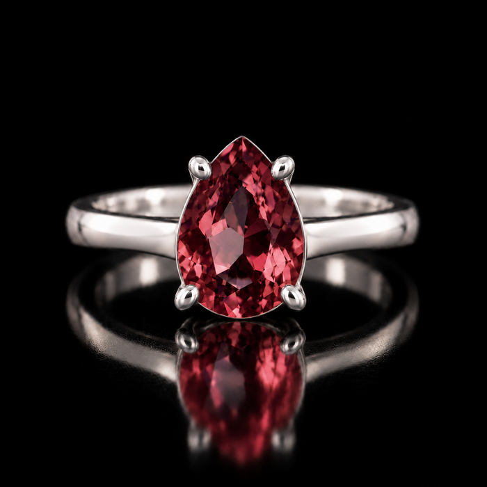 Sterling Silver VooDooStone™ Pear-Cut Solitaire Ring – Size 7 894782