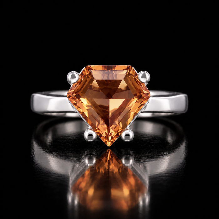Sterling Silver VooDooStone™ Shield-Cut Solitaire Ring – Size 8 894779