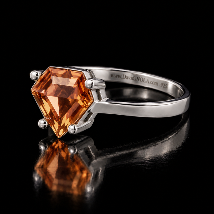 Sterling Silver VooDooStone™ Shield-Cut Solitaire Ring – Size 8 894779