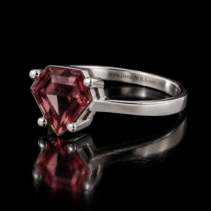 Sterling Silver VooDooStone™ Shield-Cut Solitaire Ring – Size 8 894779