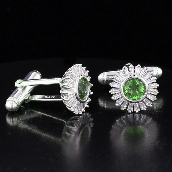 Sun Burst Halo VooDooStone Sterling Silver Cufflinks
