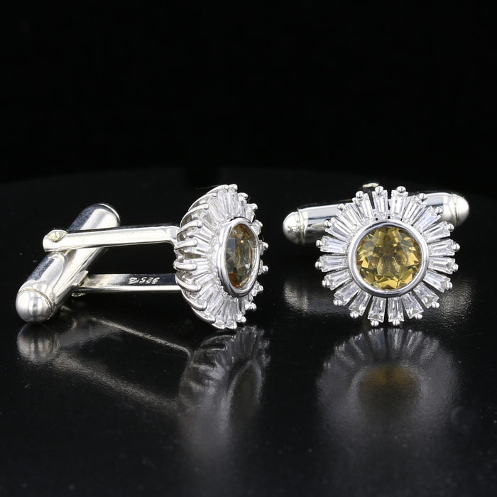 Sun Burst Halo VooDooStone Sterling Silver Cufflinks
