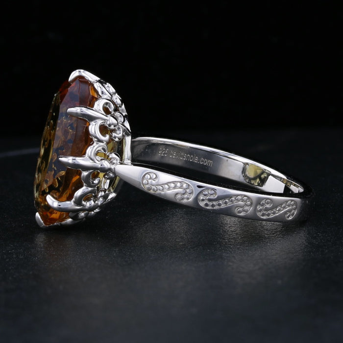 VooDooStone Ring with Fleur De Lis Prongs Ring - David's Antiques & Jewelry