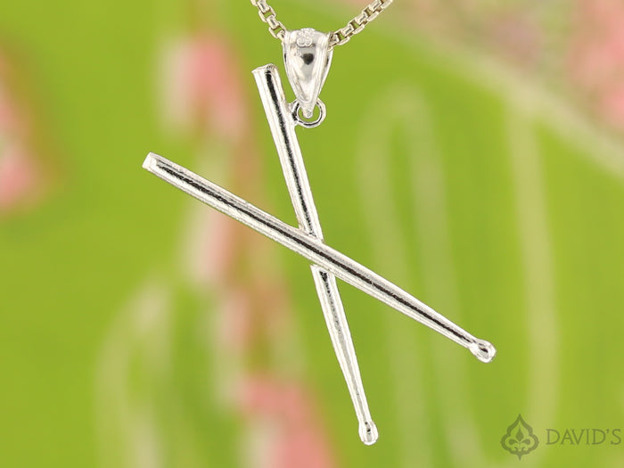 X Position Drum Stick 3D Sterling Silver Charm/Pendant - David's Antiques & Jewelry